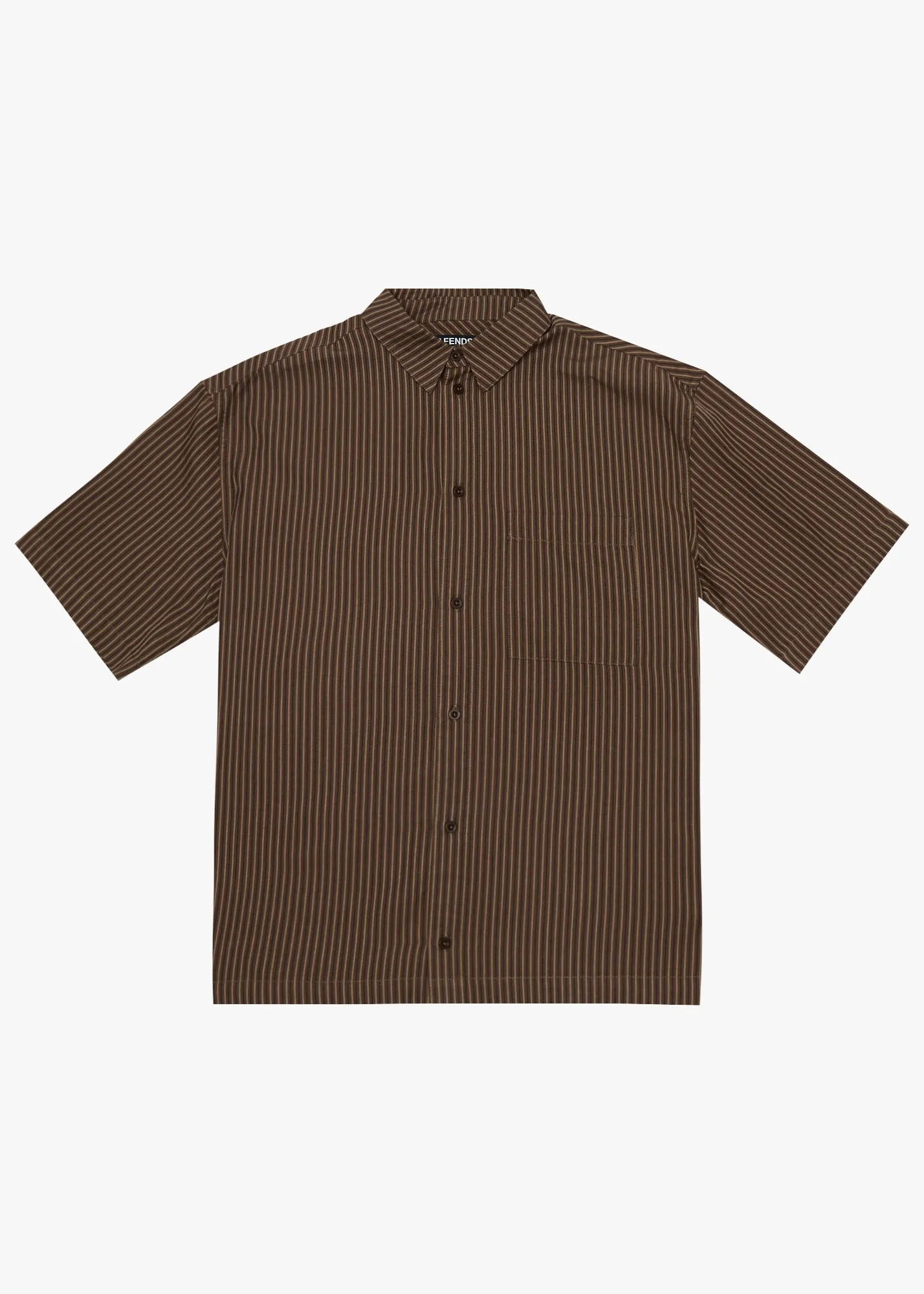 AFENDS Mens Cyrus - Short Sleeve Shirt - Coffee Stripe sold by Afends