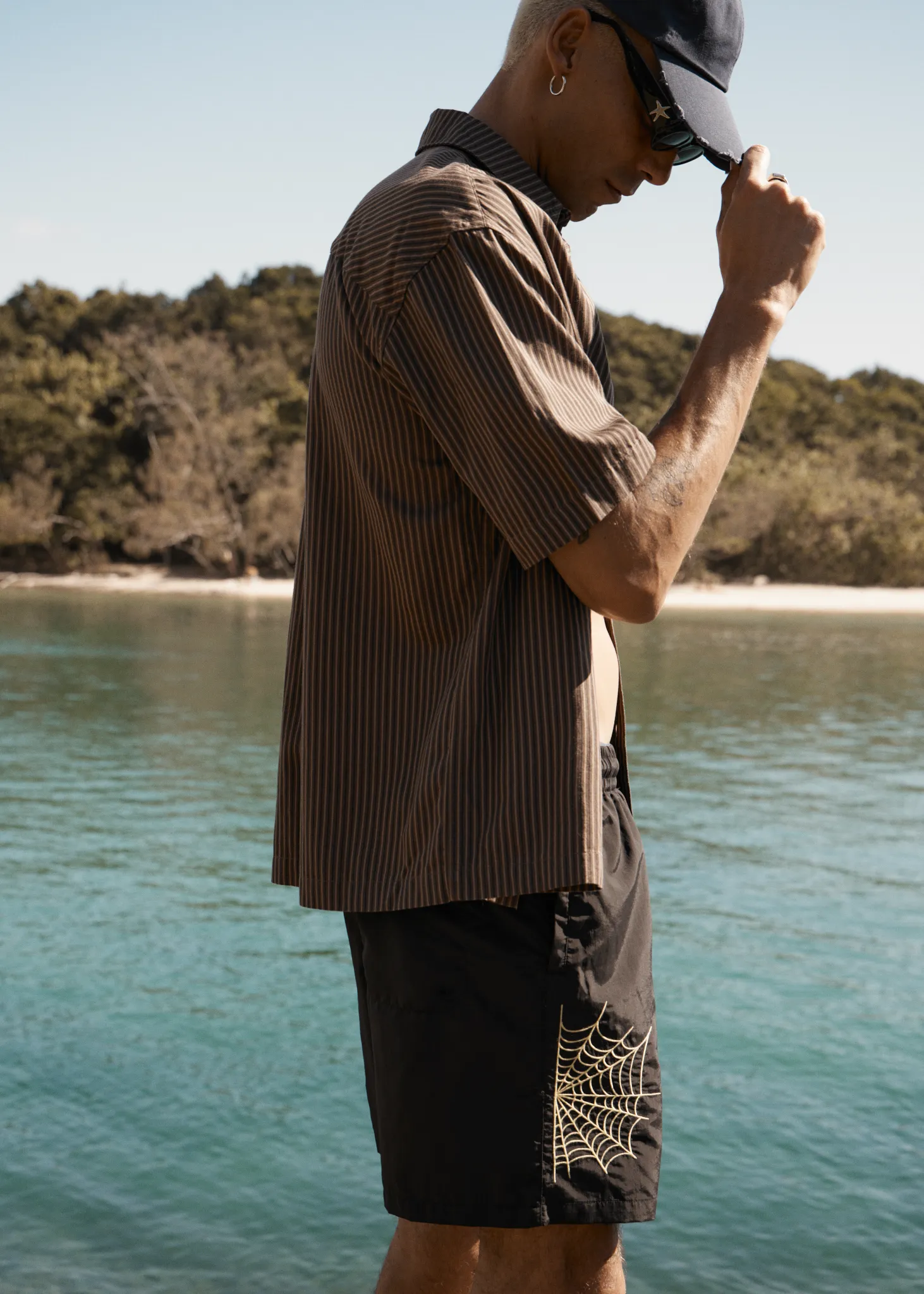 AFENDS Mens Cyrus - Short Sleeve Shirt - Coffee Stripe sold by Afends product image thumbnail 2