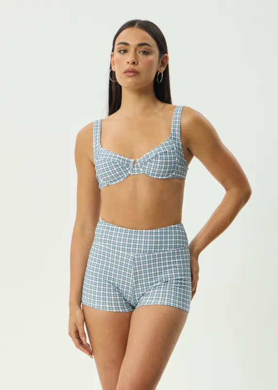 AFENDS Womens Evans - Swim Short - Overcast Check sold by Afends