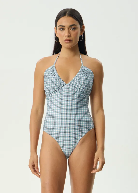 AFENDS Womens Evans - One Piece - Overcast Check made by Afends