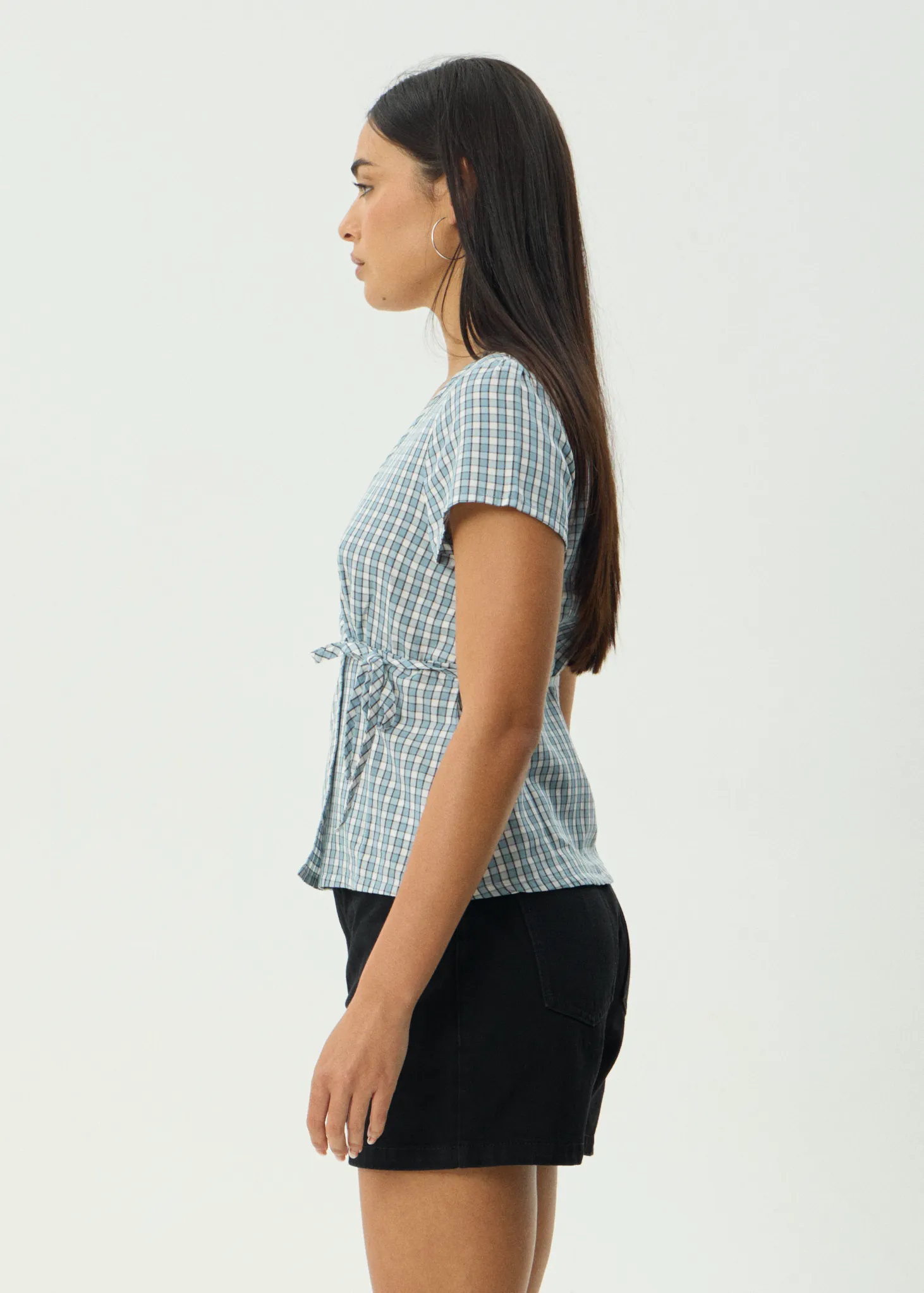 AFENDS Womens Evans - Check Wrap Top - Overcast Check sold by Afends product image thumbnail 5