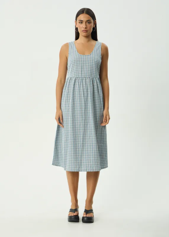 AFENDS Womens Evans - Check Midi Dress - Overcast Check sold by Afends