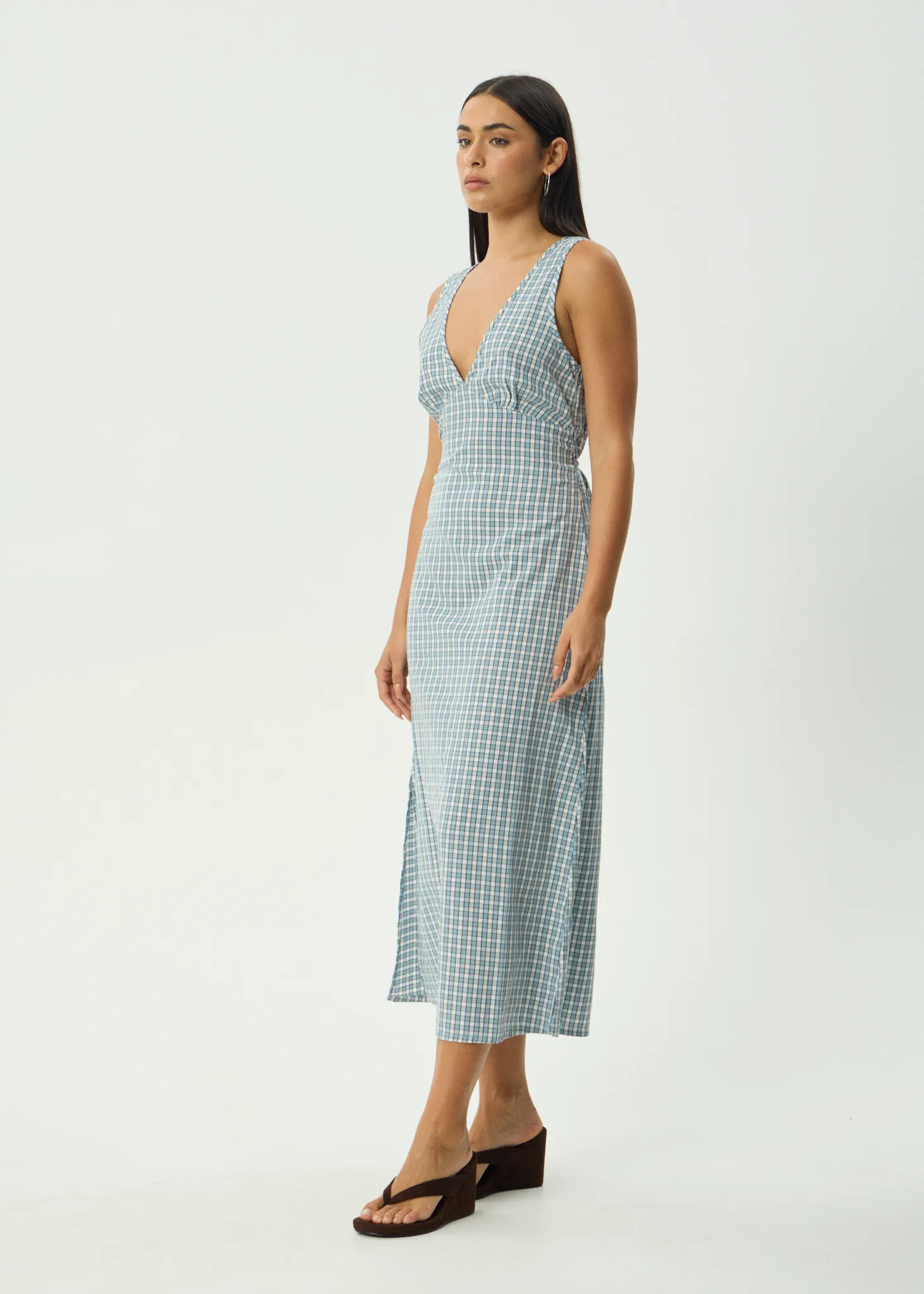 AFENDS Womens Evans - Check Maxi Dress - Overcast Check sold by Afends product image thumbnail 3