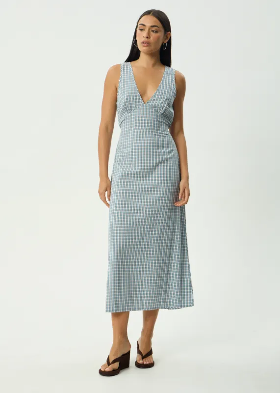 AFENDS Womens Evans - Check Maxi Dress - Overcast Check sold by Afends