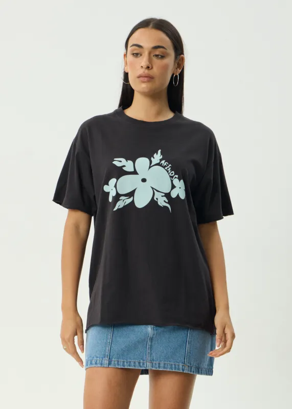 AFENDS Womens Island - Oversized Tee - Stone Black sold by Afends