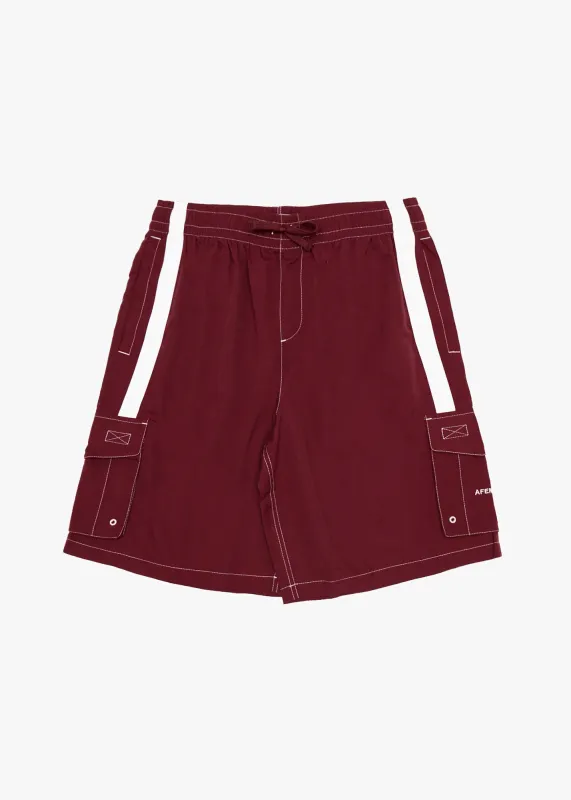 AFENDS Mens House Related - Cargo Swim Short 21" - Burgundy sold by Afends