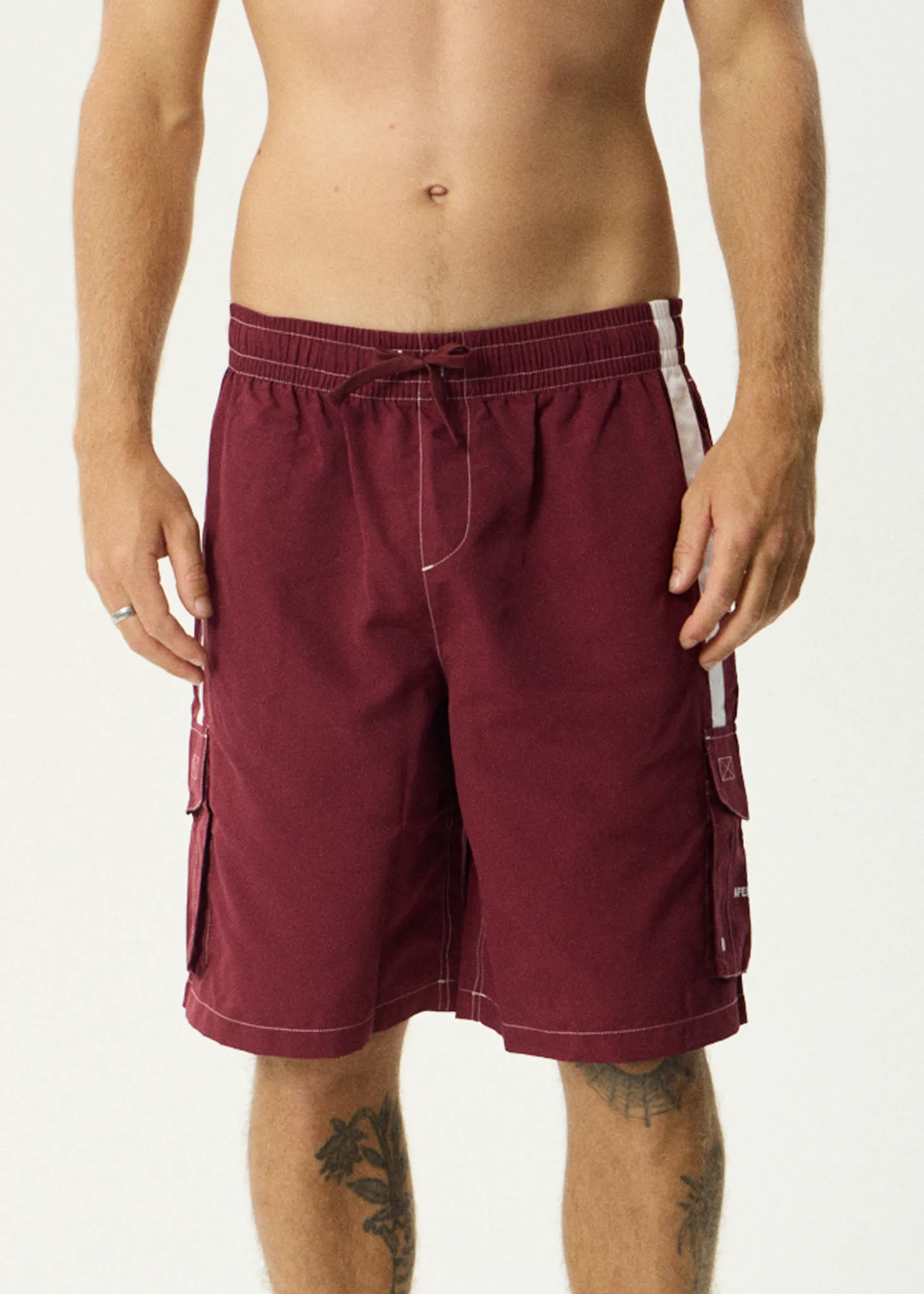 AFENDS Mens House Related - Cargo Swim Short 21" - Burgundy sold by Afends product image thumbnail 3