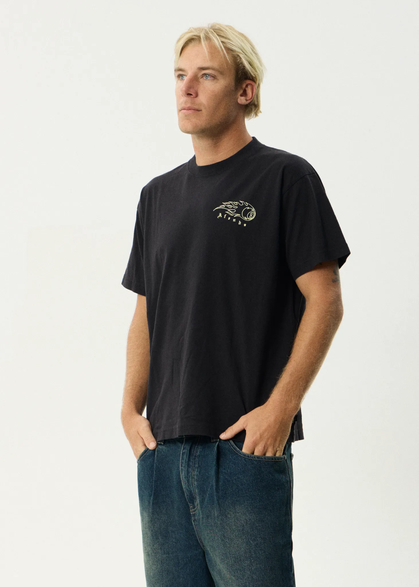 AFENDS Mens Off Balance - Heavyweight Boxy Tee - Stone Black sold by Afends product image thumbnail 4