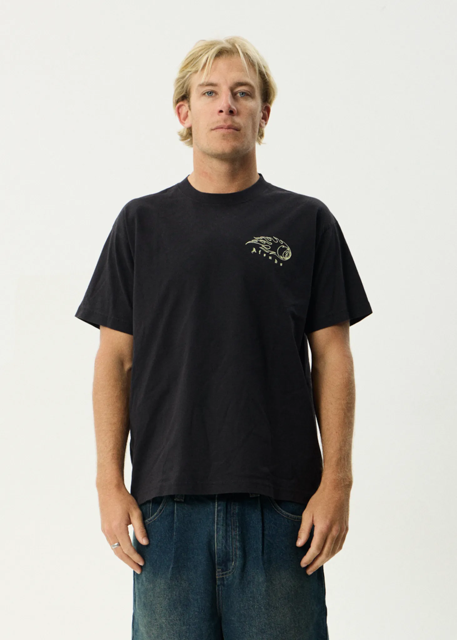 AFENDS Mens Off Balance - Heavyweight Boxy Tee - Stone Black sold by Afends product image thumbnail 3