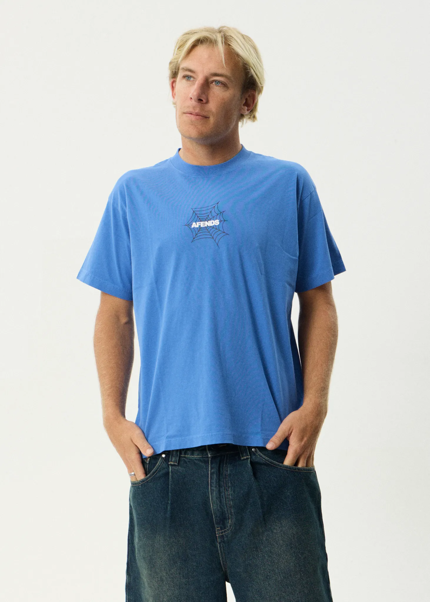 AFENDS Mens Webhead - Boxy Tee - Washed Marina sold by Afends product image thumbnail 3
