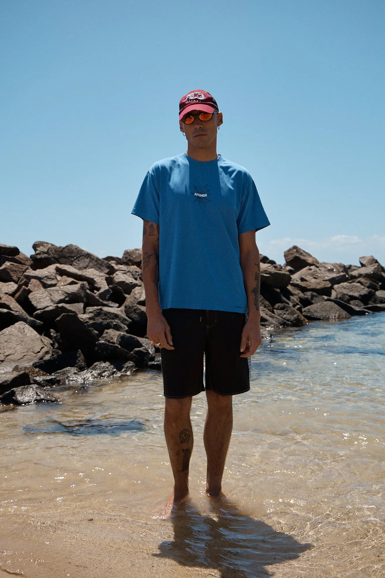 AFENDS Mens Webhead - Boxy Tee - Washed Marina sold by Afends product image thumbnail 2