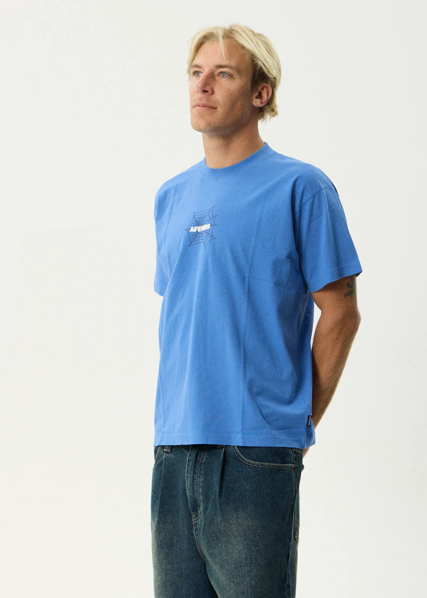AFENDS Mens Webhead - Boxy Tee - Washed Marina sold by Afends product image thumbnail 4