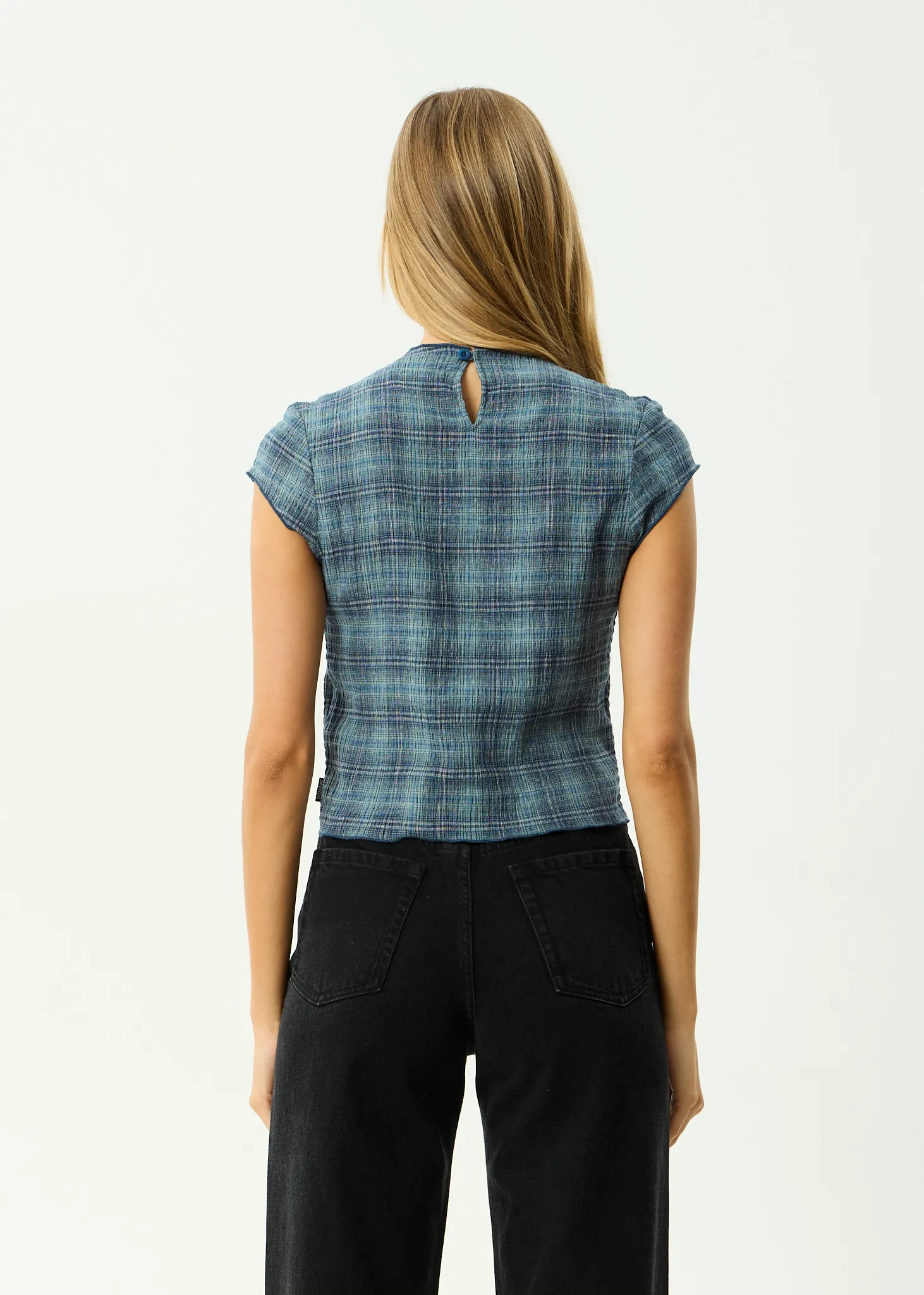 AFENDS Womens Wren - Seersucker Top - Navy Check sold by Afends product image thumbnail 5