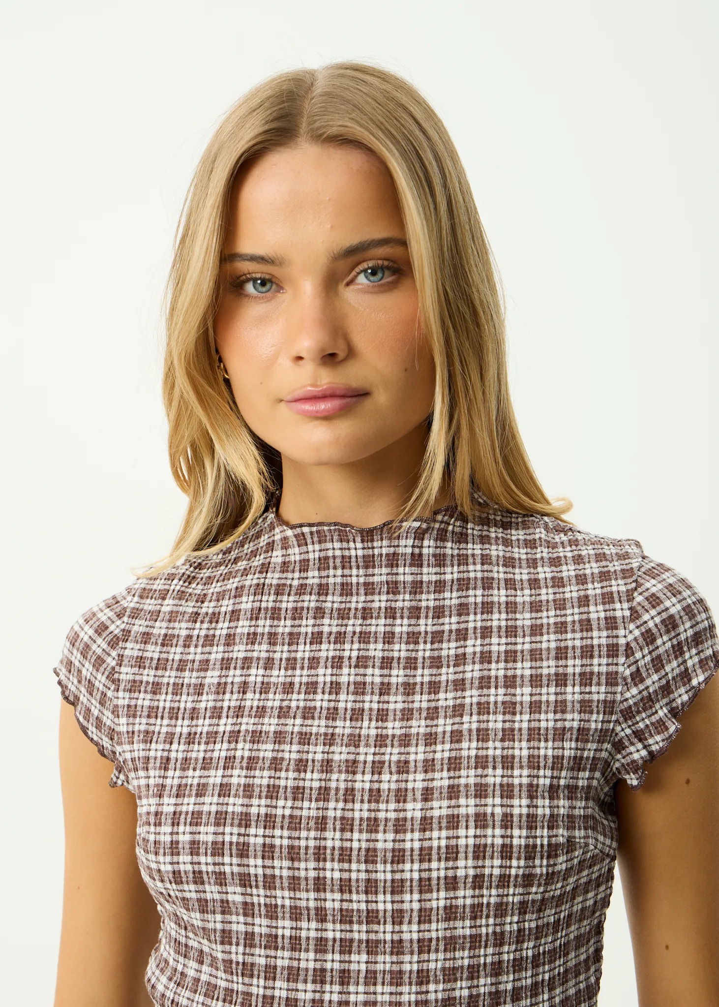AFENDS Womens Wren Base - Seersucker Top - Coffee Check sold by Afends product image thumbnail 2