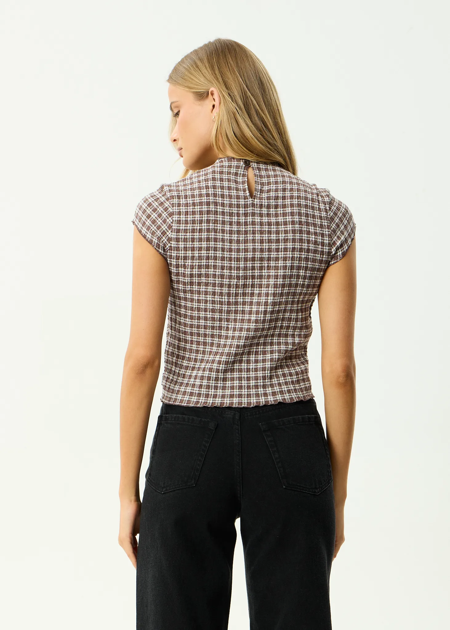 AFENDS Womens Wren Base - Seersucker Top - Coffee Check sold by Afends product image thumbnail 5