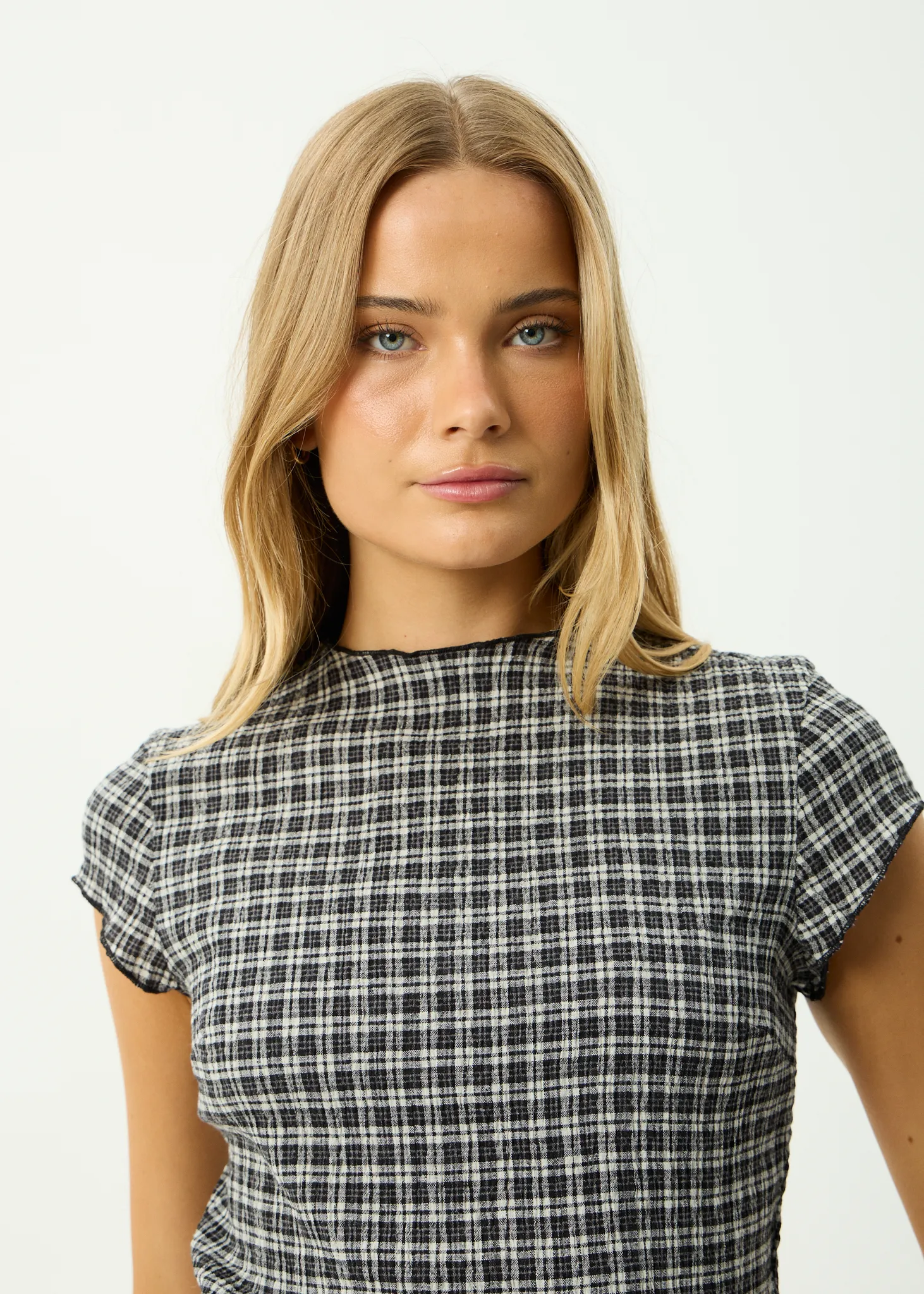 AFENDS Womens Wren - Seersucker Top - Steel Check sold by Afends product image thumbnail 2