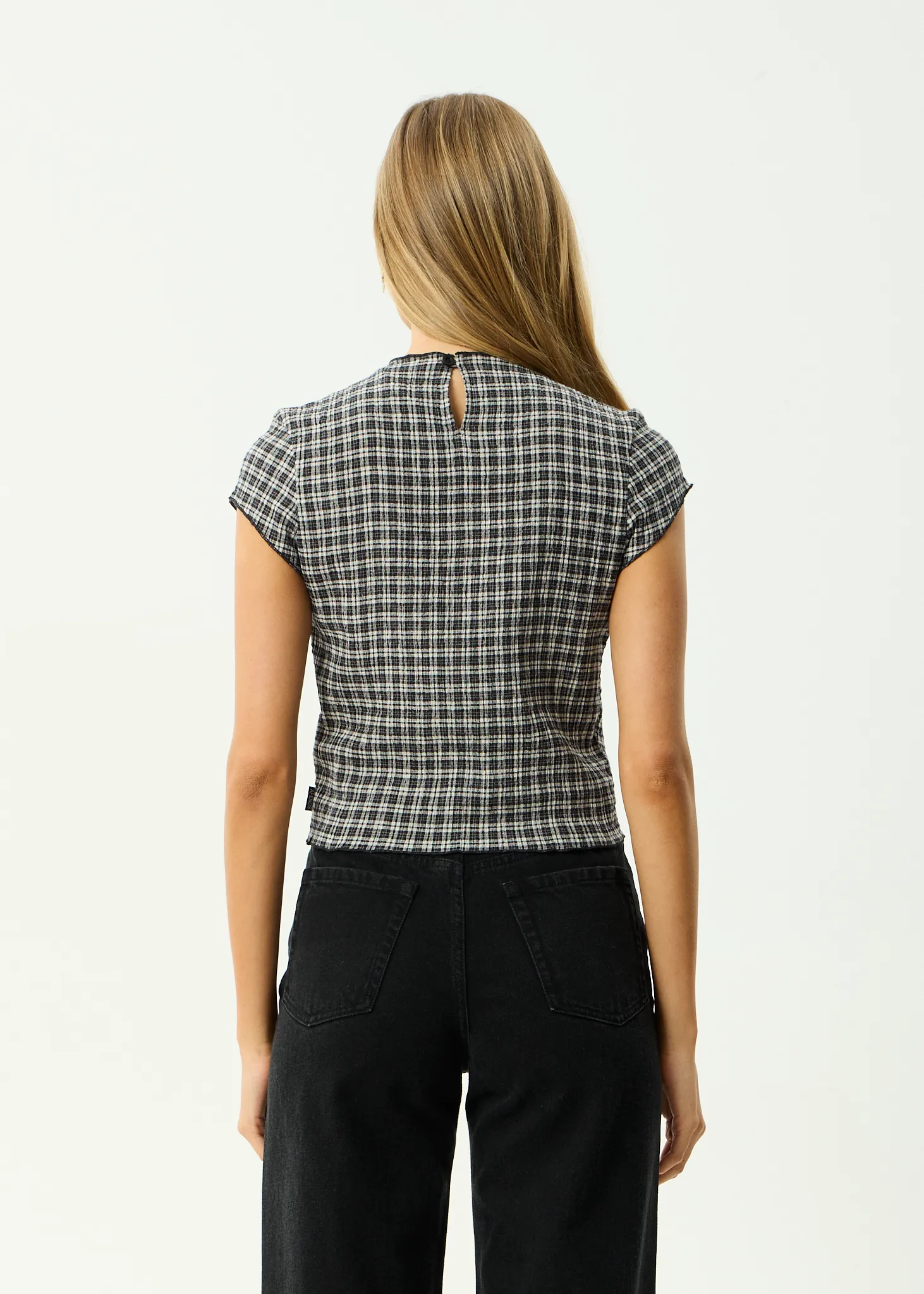 AFENDS Womens Wren - Seersucker Top - Steel Check sold by Afends product image thumbnail 5