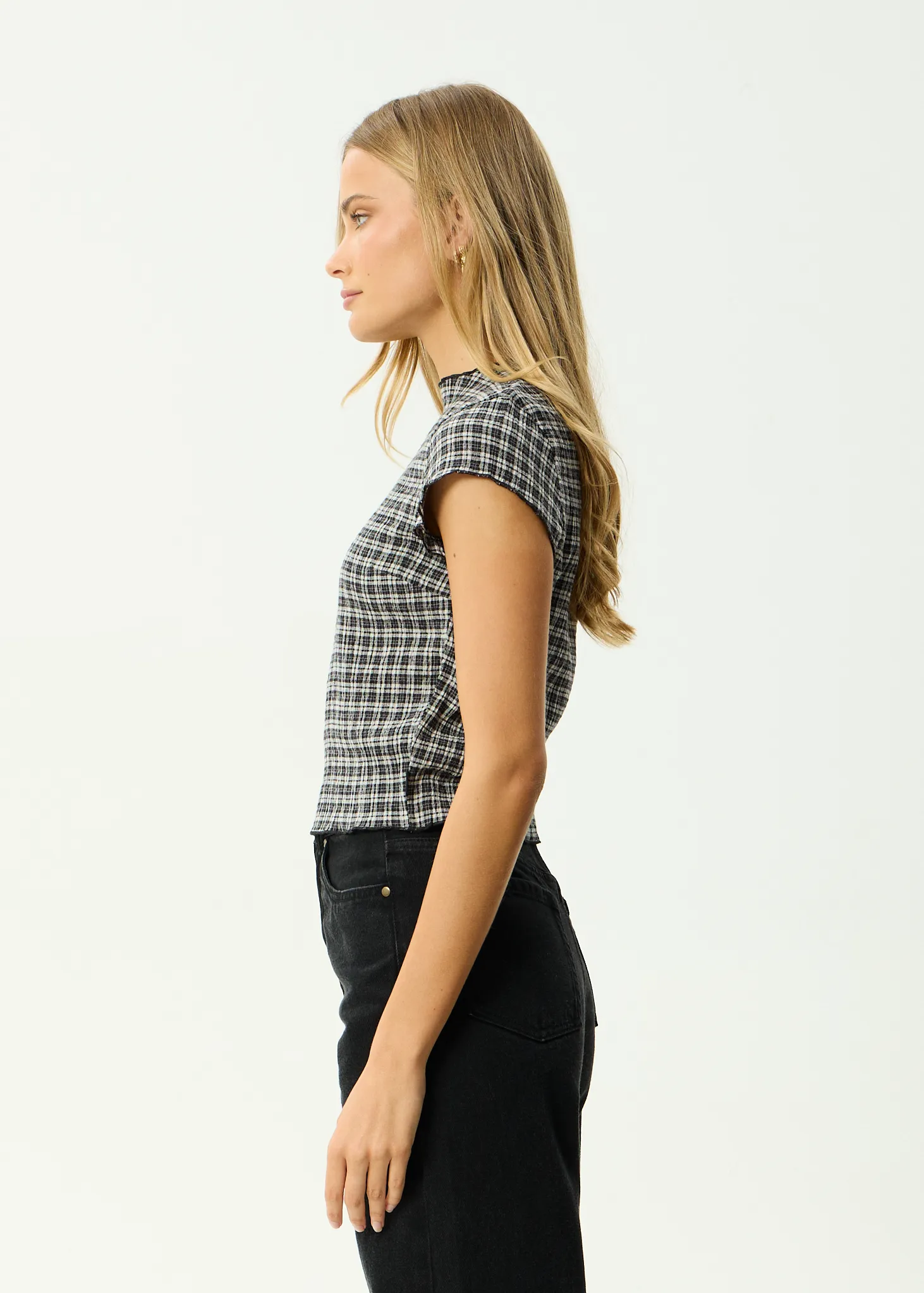 AFENDS Womens Wren - Seersucker Top - Steel Check sold by Afends product image thumbnail 4