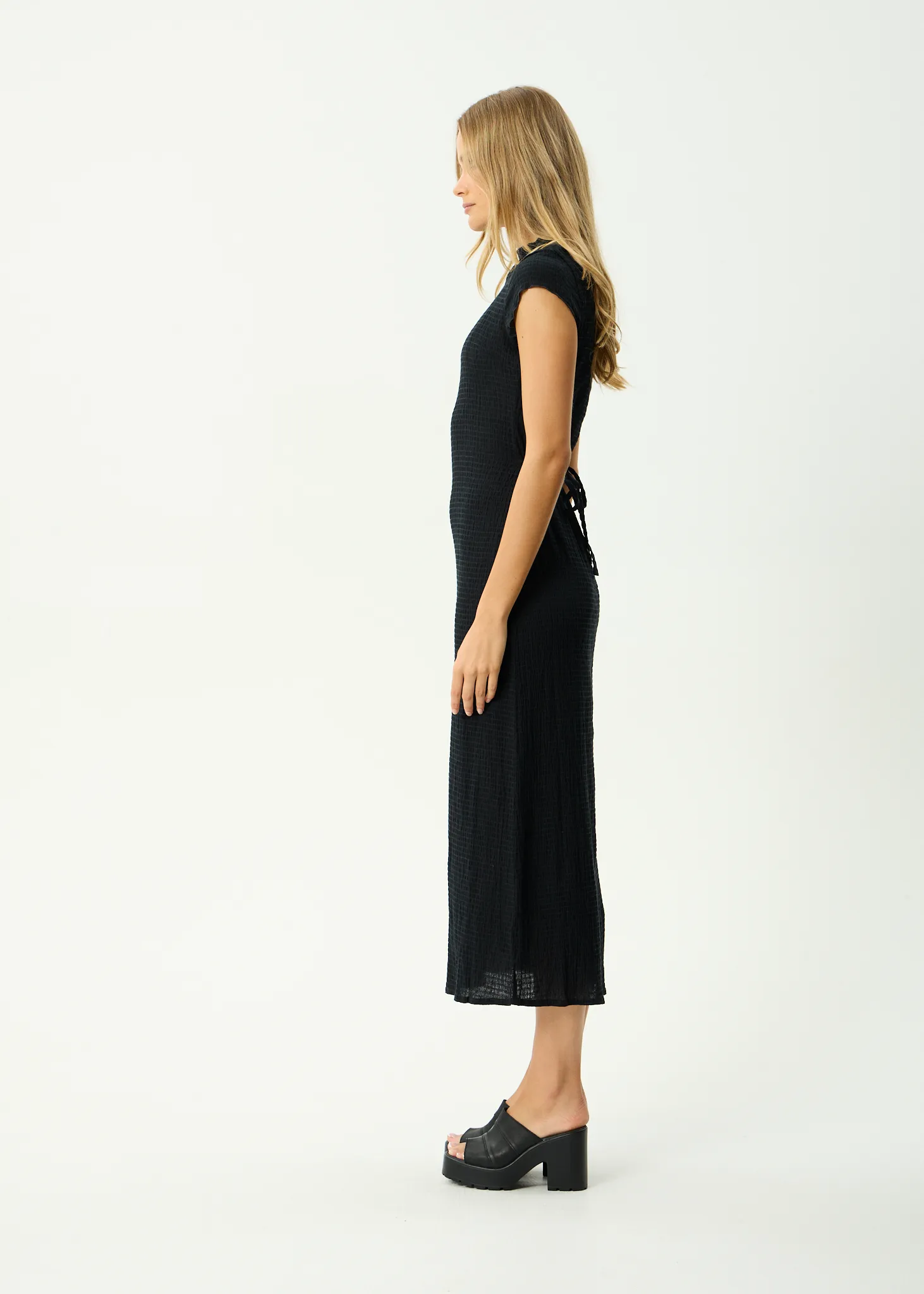 AFENDS Womens Focus Elodie - Seersucker Midi Dress - Black sold by Afends product image thumbnail 3