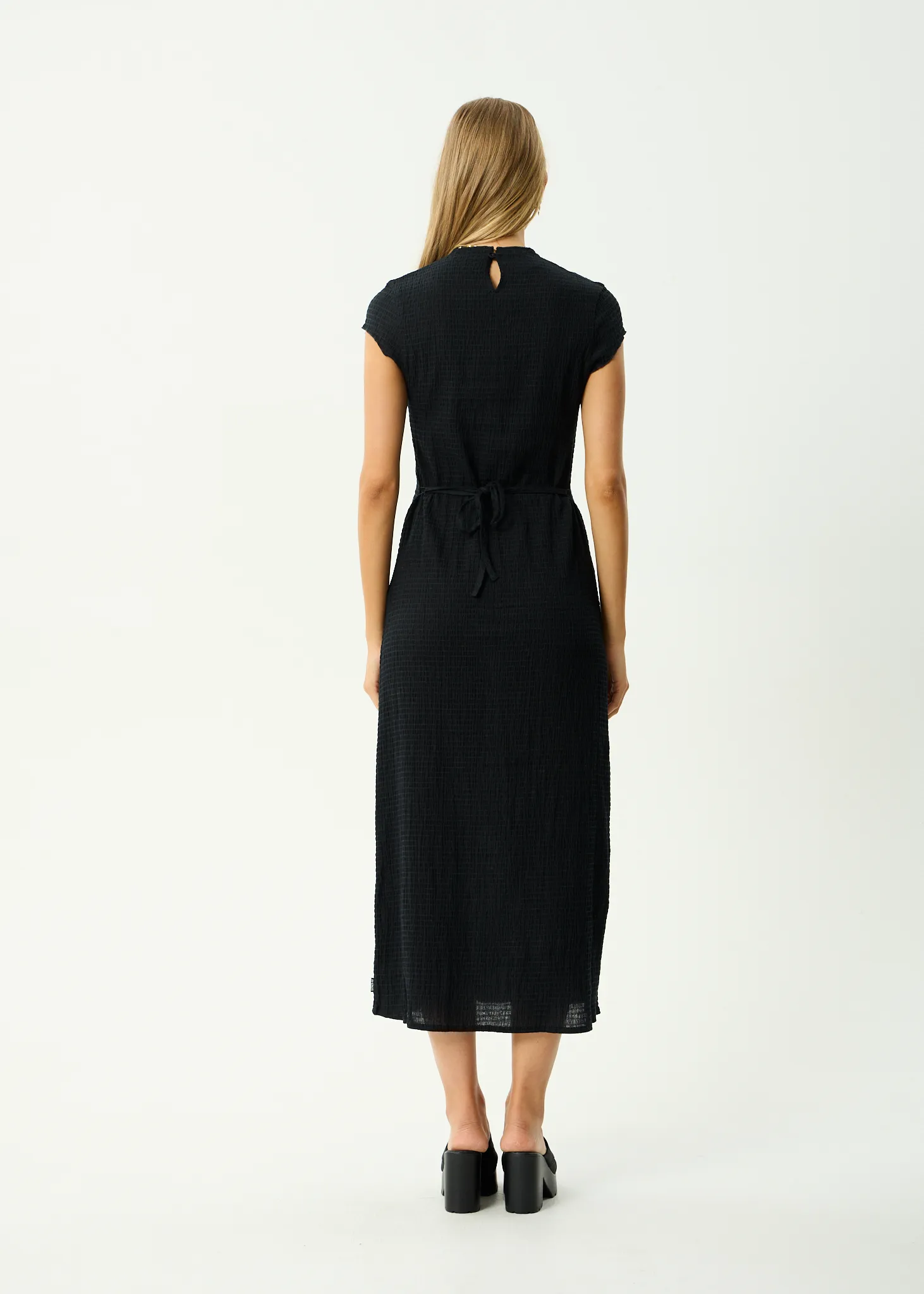 AFENDS Womens Focus Elodie - Seersucker Midi Dress - Black sold by Afends product image thumbnail 4