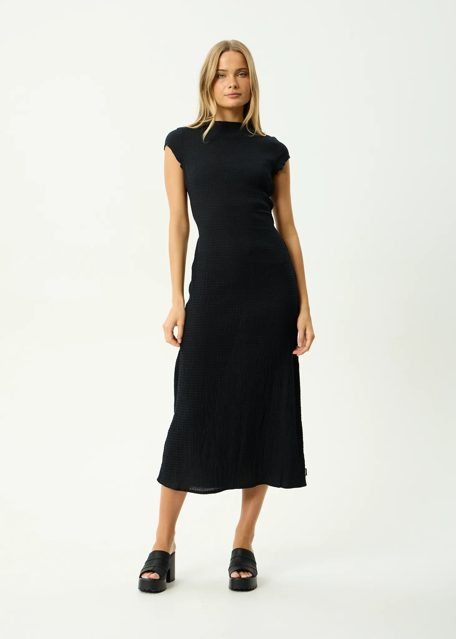 AFENDS Womens Focus Elodie - Seersucker Midi Dress - Black sold by Afends product image thumbnail 2