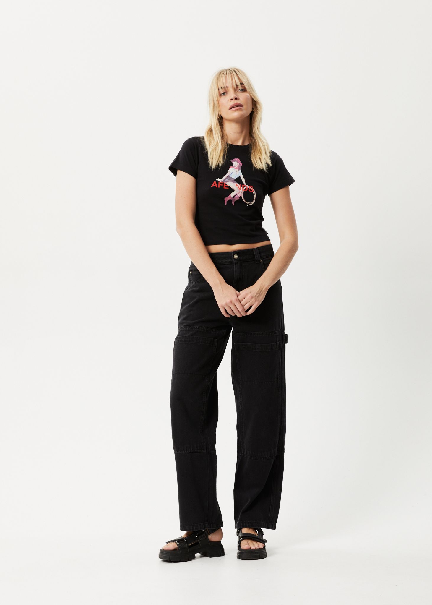 Afends Womens Sweet West - Recycled Baby T-Shirt - Black sold by Afends product image thumbnail 3