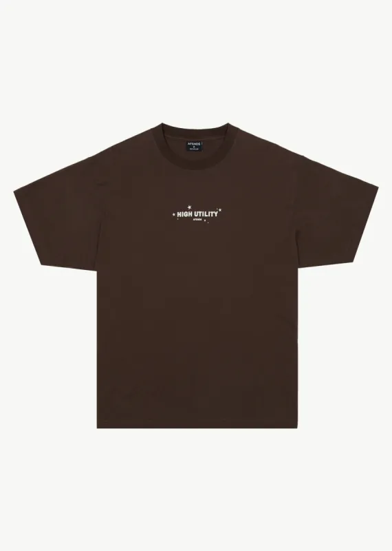 AFENDS Mens High Utility - Boxy T-Shirt - Coffee sold by Afends