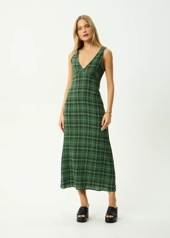AFENDS Womens Lonnie - Seersucker Maxi Dress - Hunter Green sold by Afends
