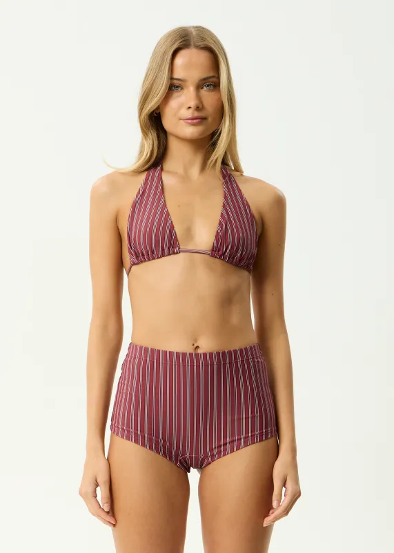 AFENDS Womens Ledger - Bikini Top - Burgundy Stripe sold by Afends