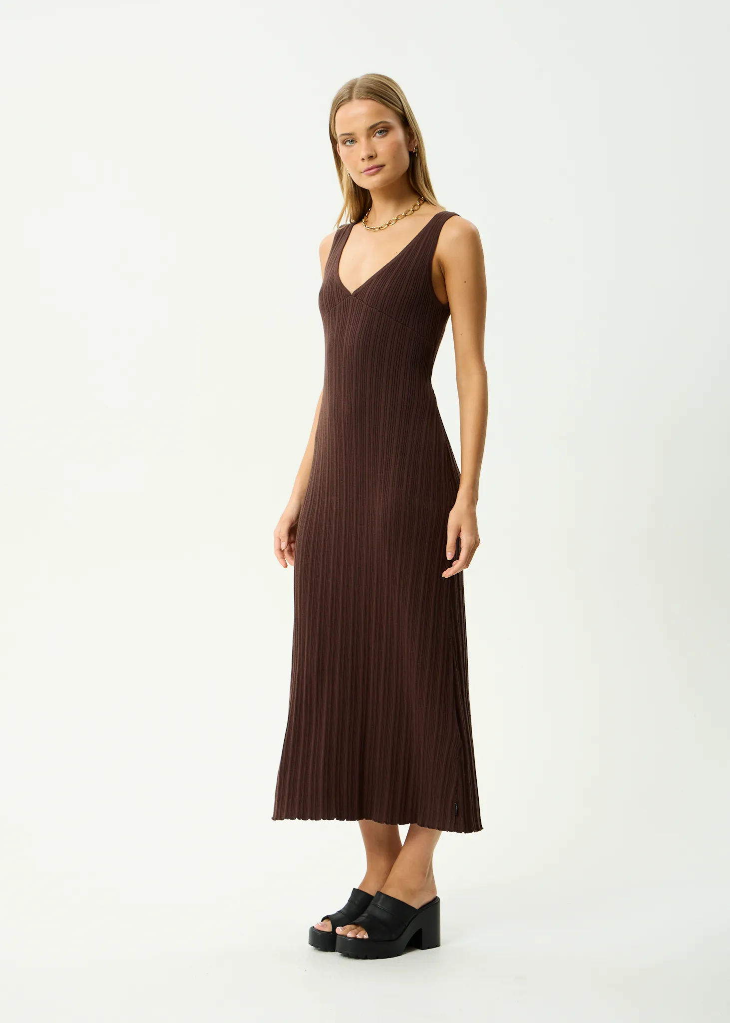 AFENDS Womens Iris - Knit Midi Dress - Coffee sold by Afends product image thumbnail 3