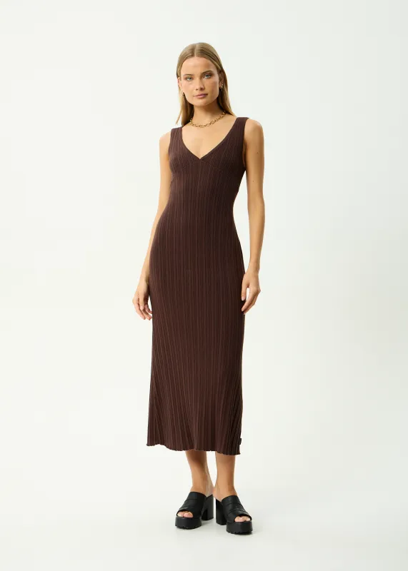 AFENDS Womens Iris - Knit Midi Dress - Coffee sold by Afends