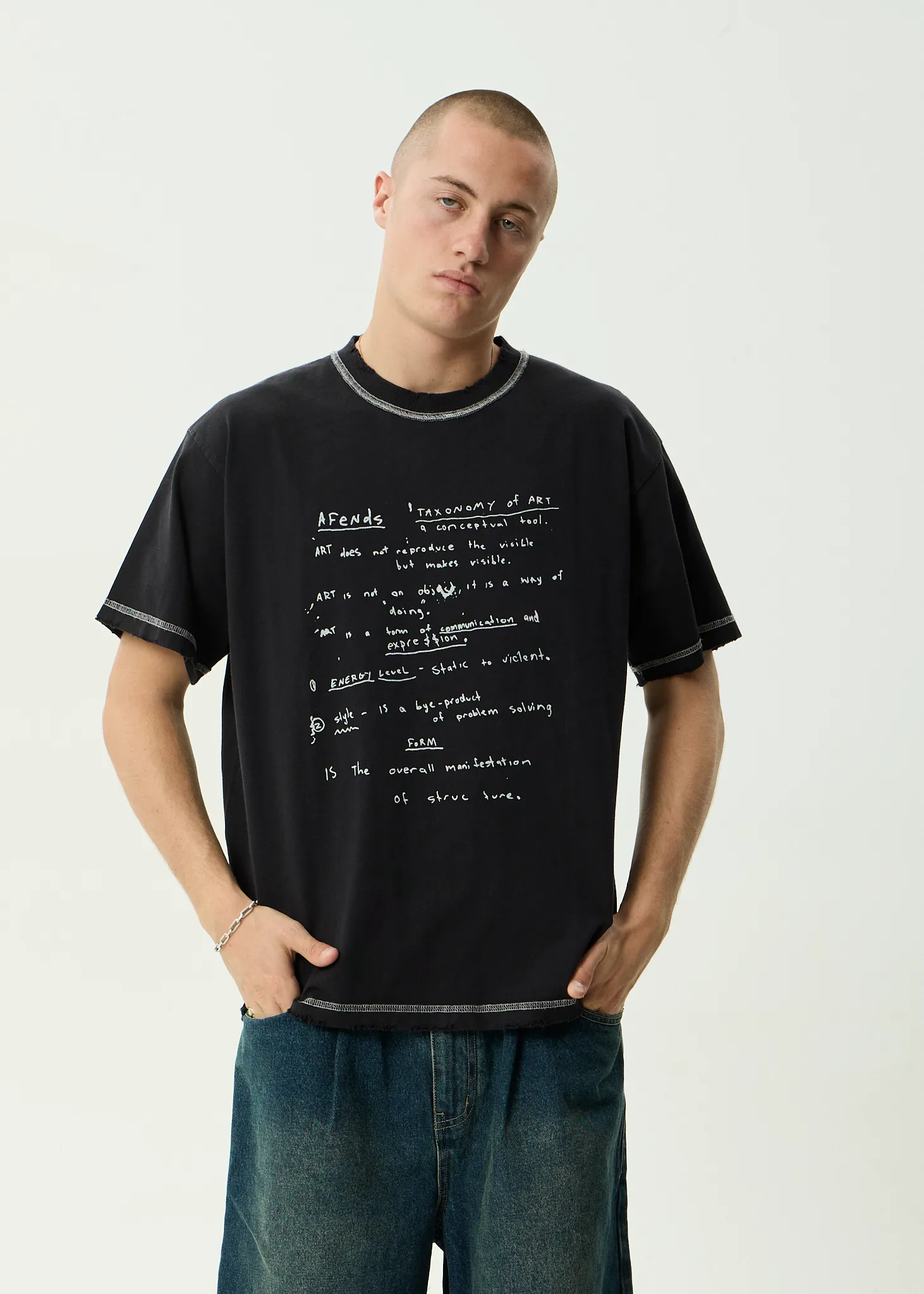 AFENDS Mens Taxonomy - Heavyweight Boxy Tee - Stone Black sold by Afends product image thumbnail 2