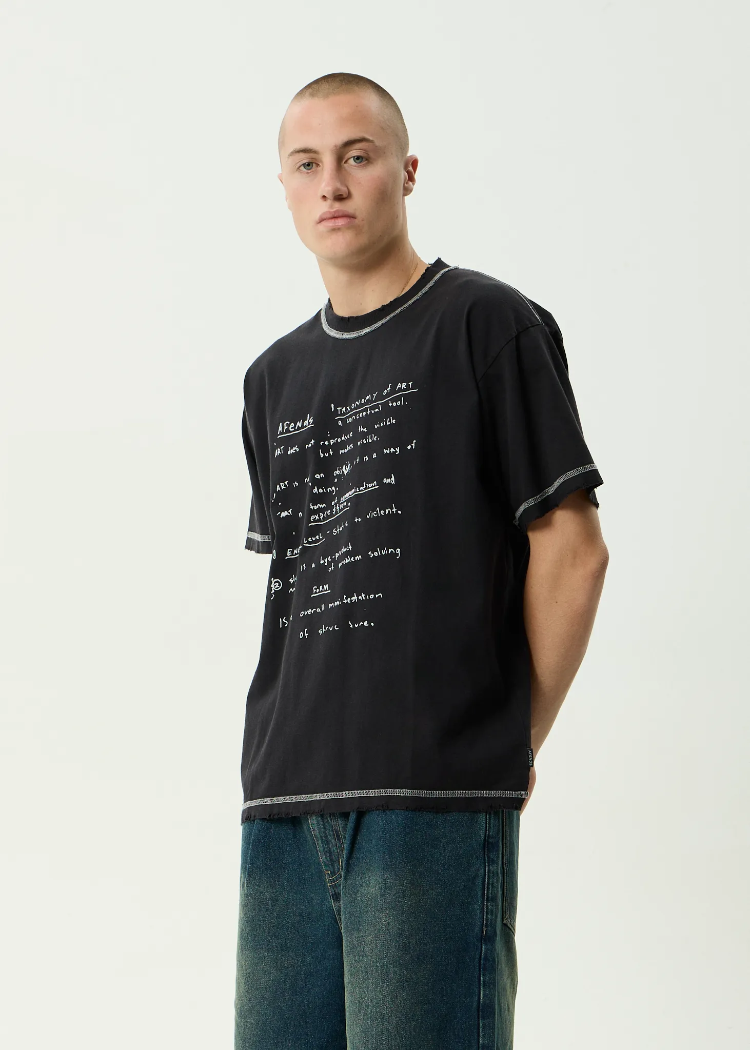 AFENDS Mens Taxonomy - Heavyweight Boxy Tee - Stone Black sold by Afends product image thumbnail 3