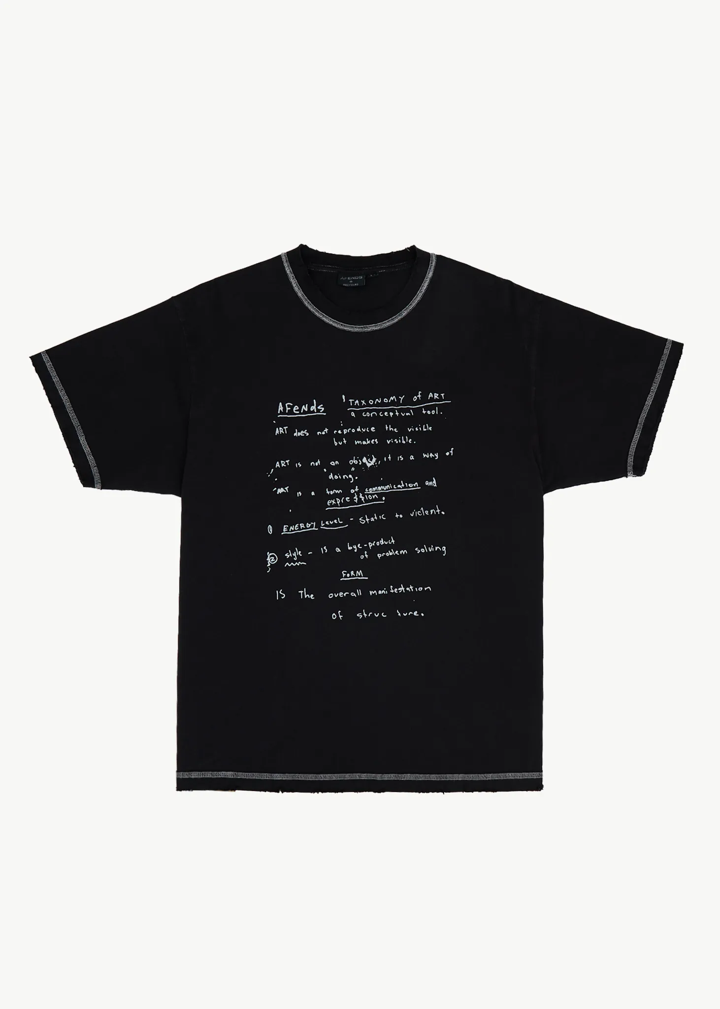 AFENDS Mens Taxonomy - Heavyweight Boxy Tee - Stone Black sold by Afends