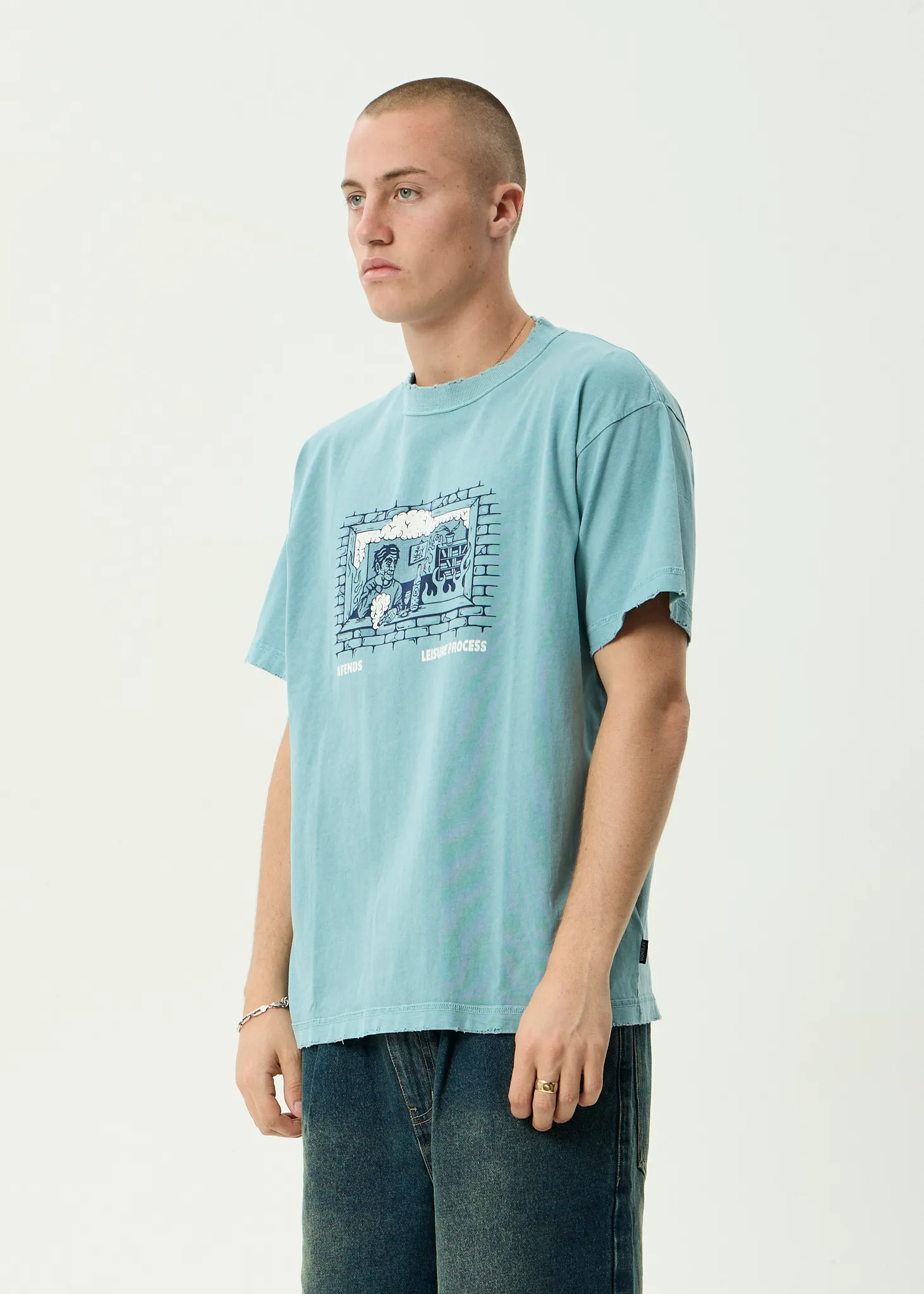 AFENDS Mens Leisure Process - Recycled Boxy Tee - Washed Overcast sold by Afends product image thumbnail 3
