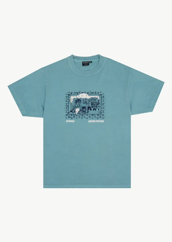AFENDS Mens Leisure Process - Recycled Boxy Tee - Washed Overcast sold by Afends
