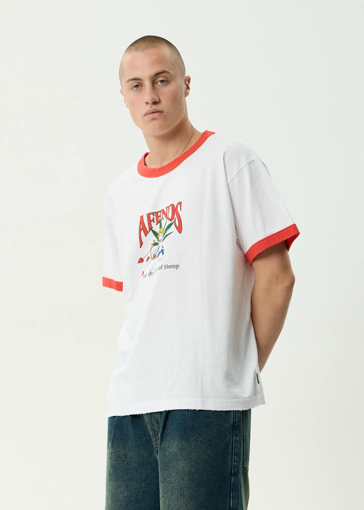 AFENDS Mens Cupid - Boxy Ringer Tee - White sold by Afends product image thumbnail 3