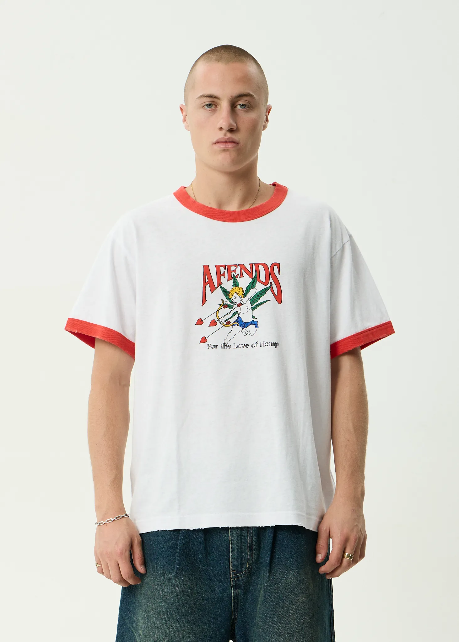 AFENDS Mens Cupid - Boxy Ringer Tee - White sold by Afends product image thumbnail 2