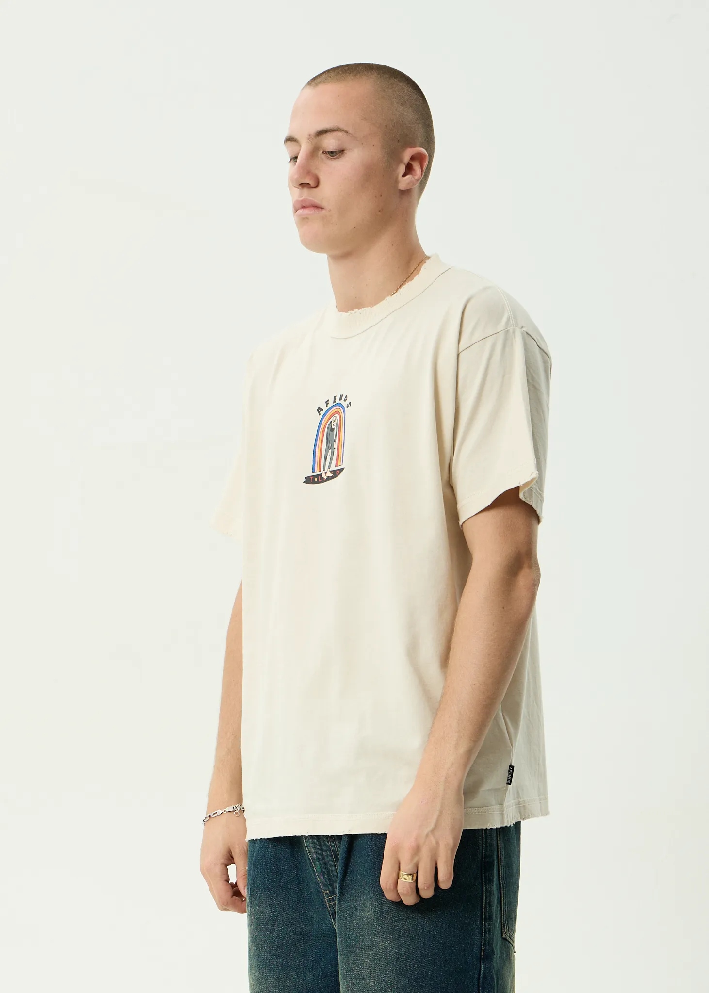 AFENDS Mens Jlord - Recycled Boxy Tee - Moonbeam sold by Afends product image thumbnail 3