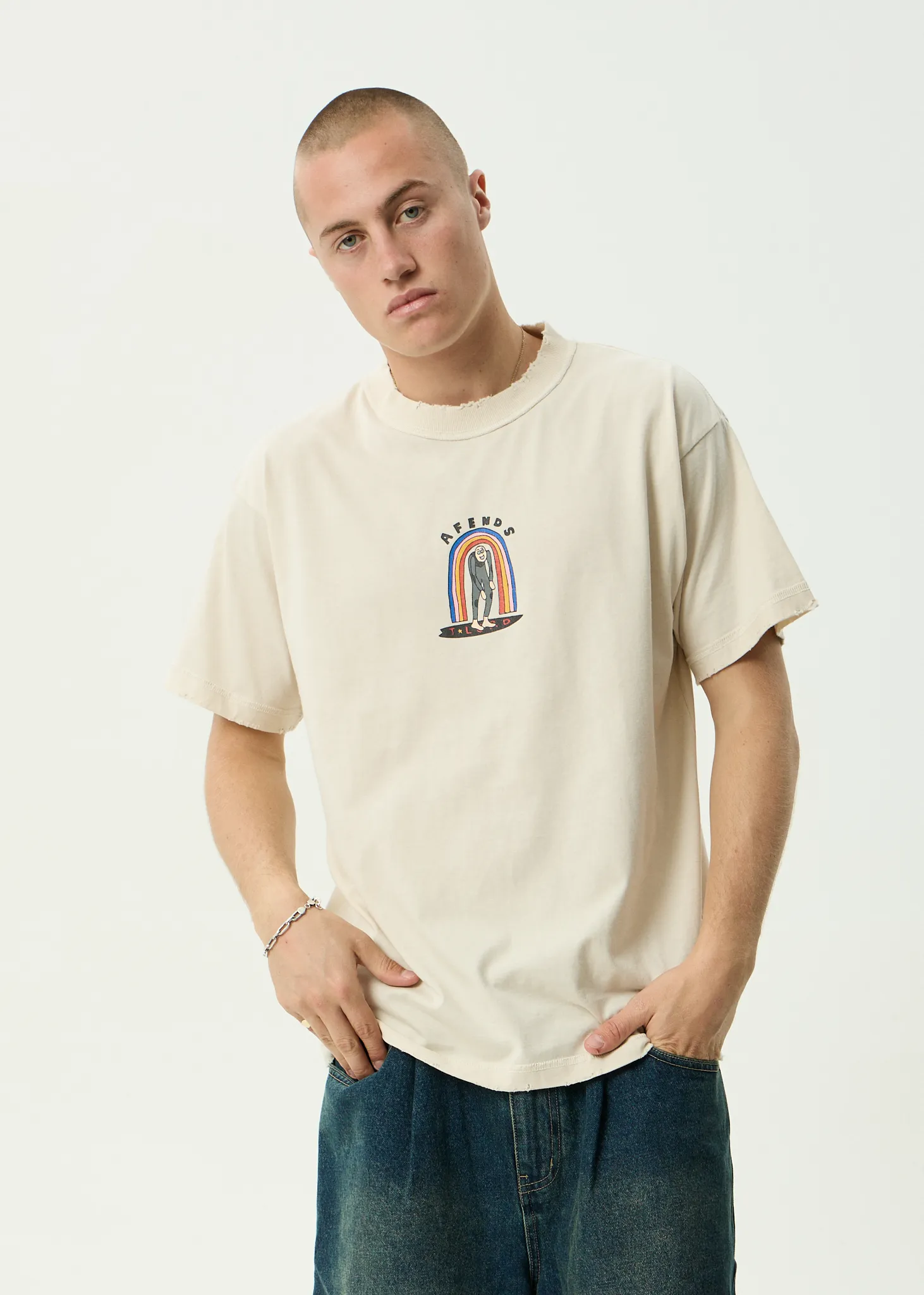 AFENDS Mens Jlord - Recycled Boxy Tee - Moonbeam sold by Afends product image thumbnail 2