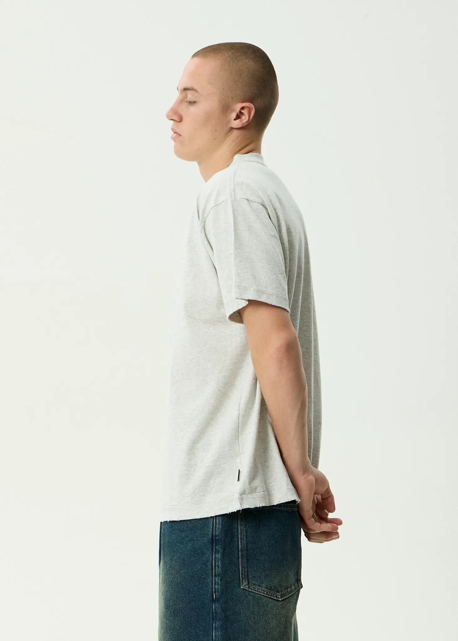 AFENDS Mens Farmers Market - Heavyweight Boxy Tee - Grey Marle sold by Afends product image thumbnail 4
