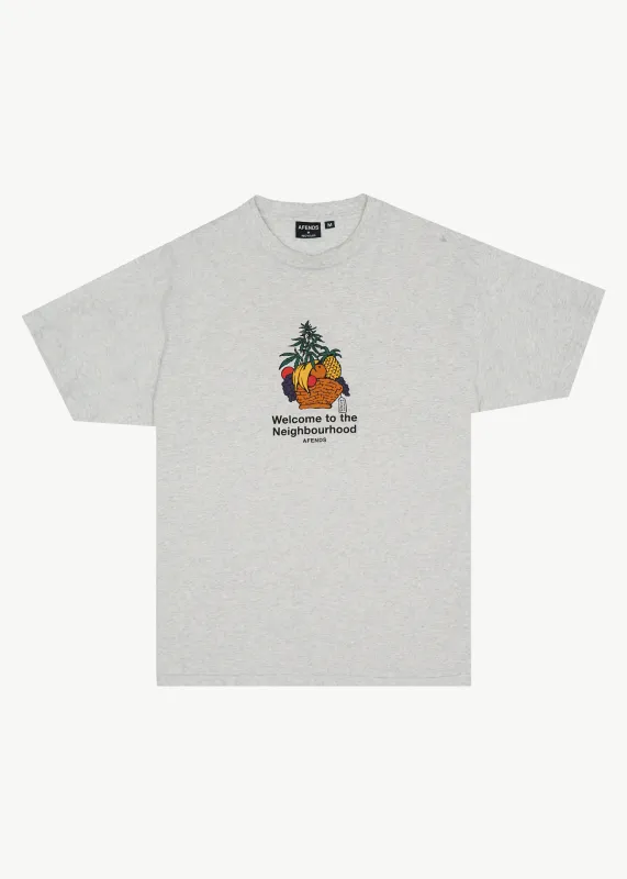 AFENDS Mens Farmers Market - Heavyweight Boxy Tee - Grey Marle made by Afends
