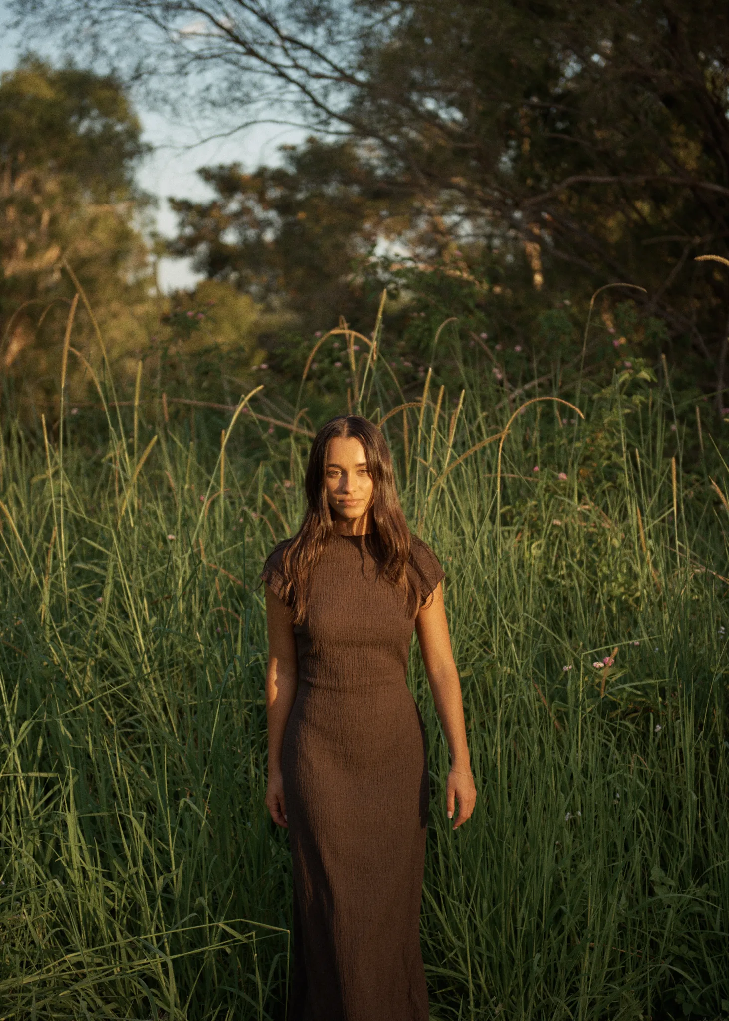 AFENDS Womens Focus Elodie - Seersucker Midi Dress - Coffee sold by Afends product image thumbnail 2