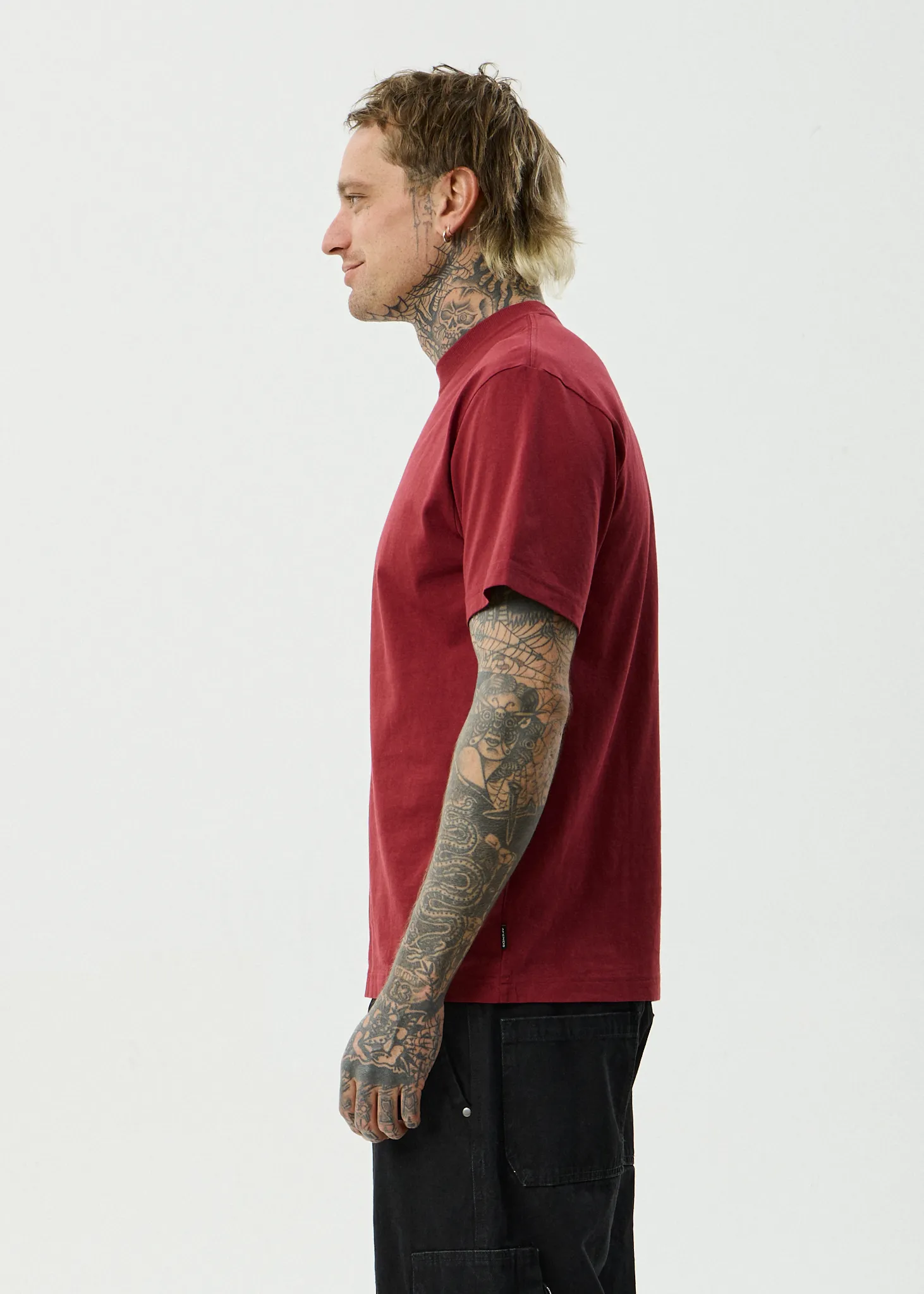 AFENDS Mens Burnin - Retro Tee - Washed Burgundy sold by Afends product image thumbnail 4