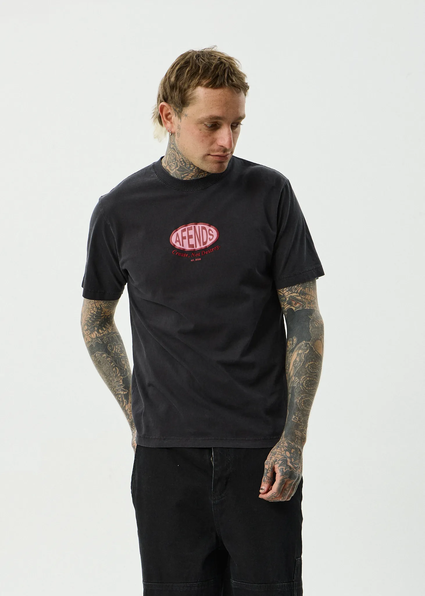 AFENDS Mens Destroyed - Retro Tee - Stone Black sold by Afends product image thumbnail 2