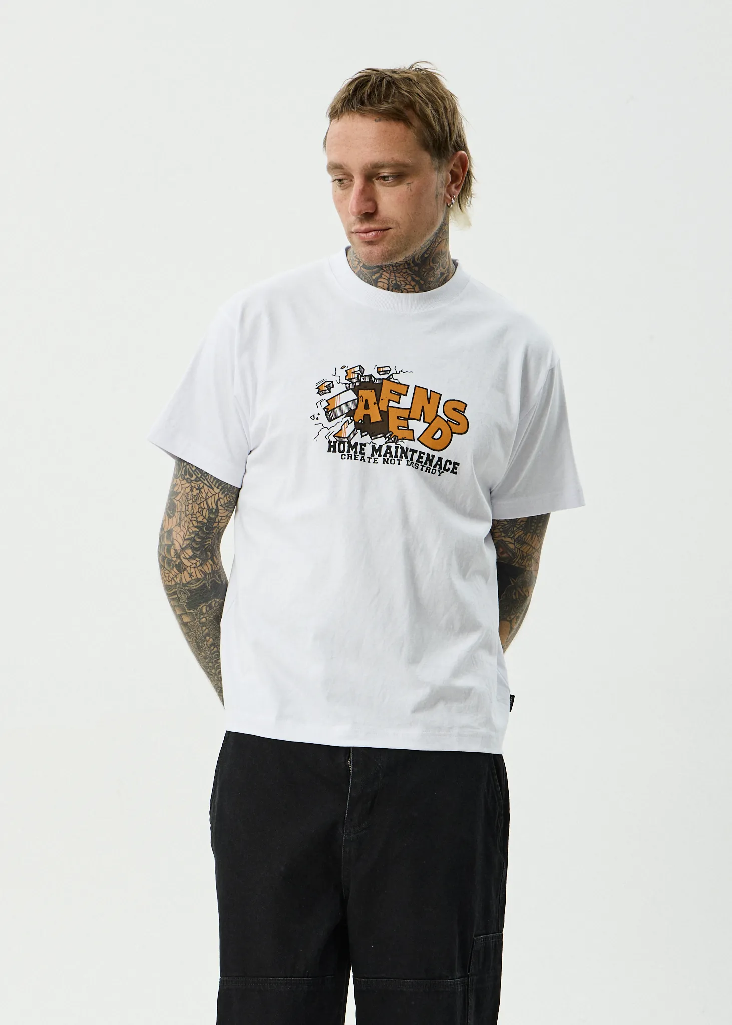 AFENDS Mens Maintenance - Boxy Tee - White sold by Afends product image thumbnail 3
