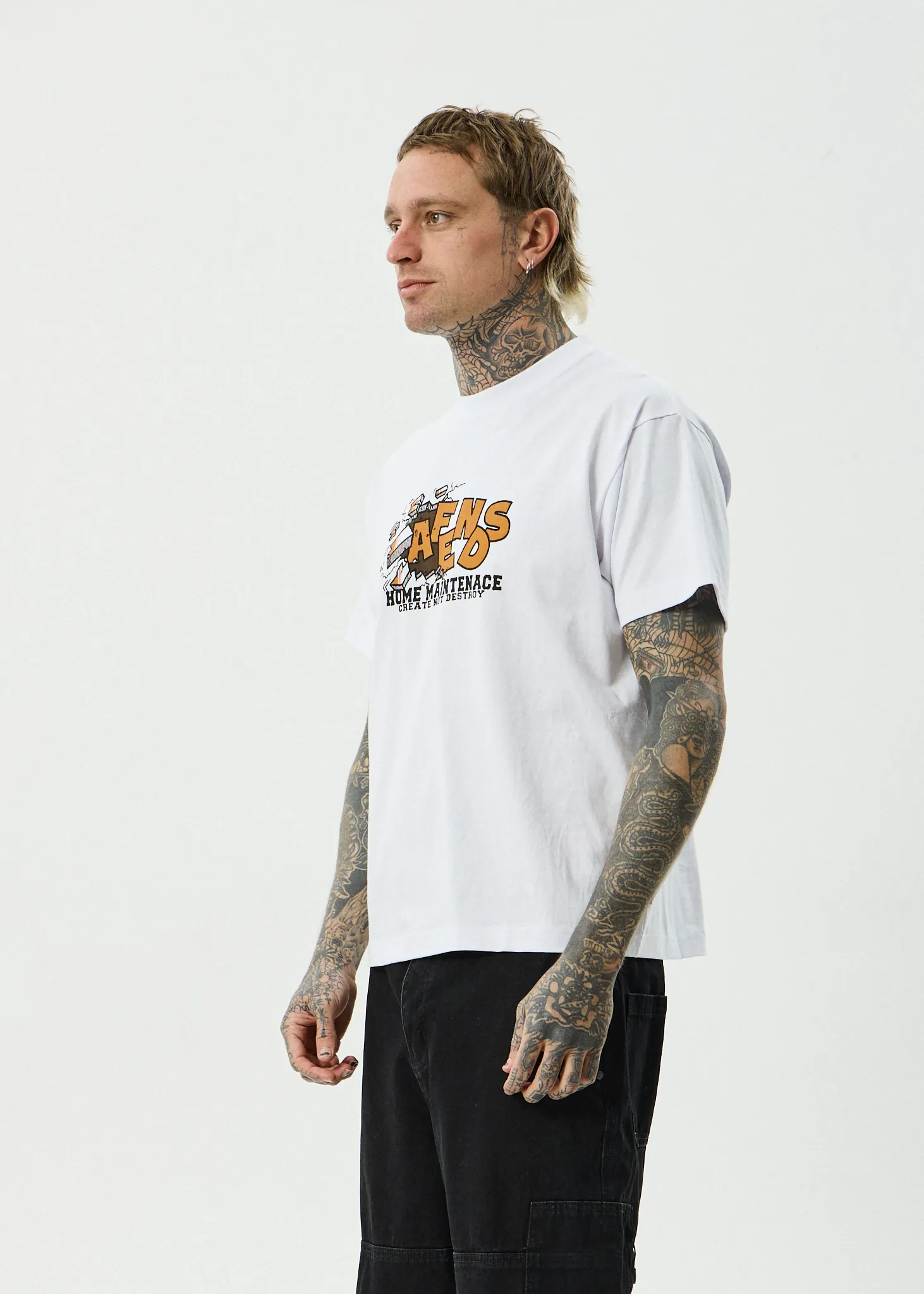 AFENDS Mens Maintenance - Boxy Tee - White sold by Afends product image thumbnail 4