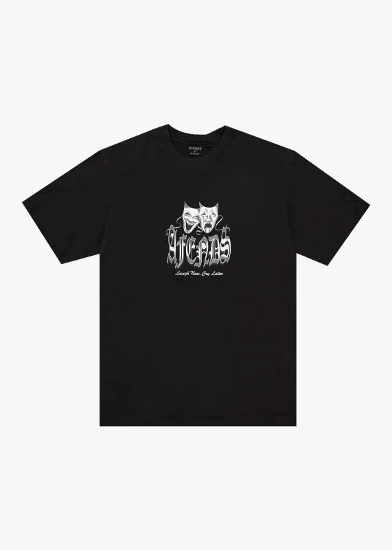 AFENDS Mens Cry Later - Retro Tee - Stone Black sold by Afends