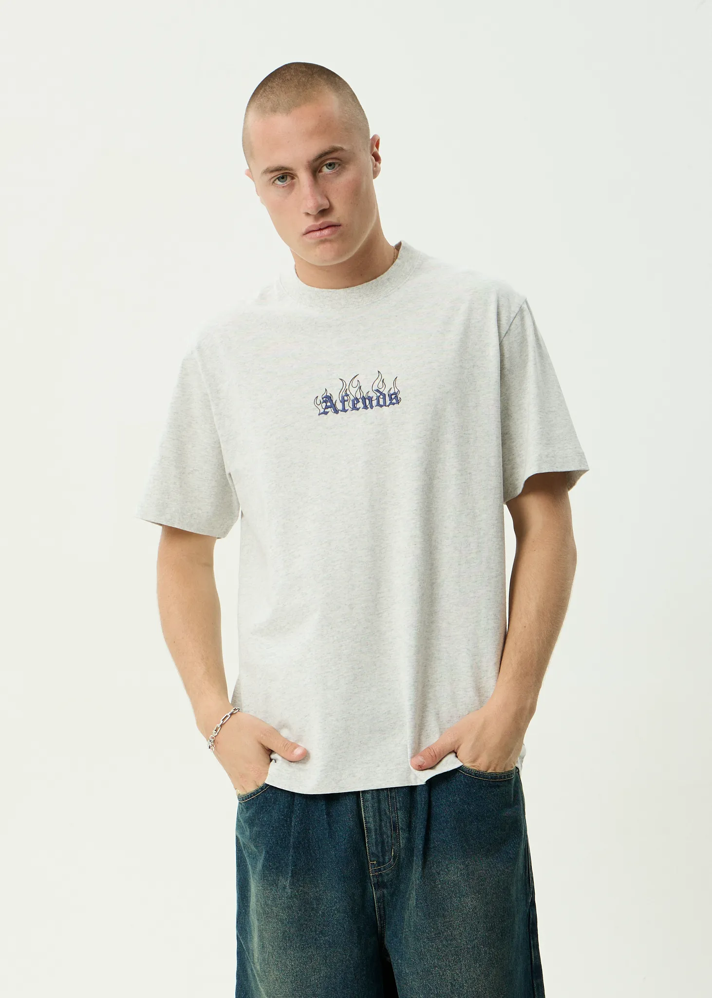 AFENDS Mens Temporal - Heavyweight Retro Tee - Grey Marle sold by Afends product image thumbnail 2