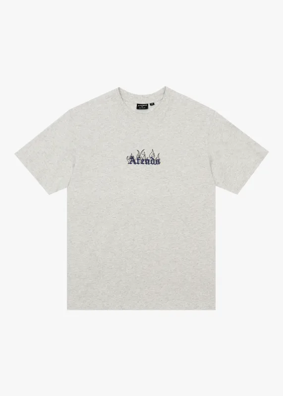 AFENDS Mens Temporal - Heavyweight Retro Tee - Grey Marle sold by Afends